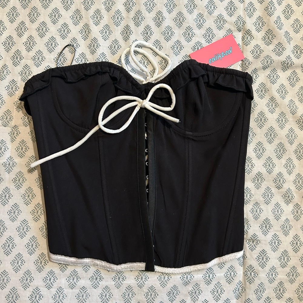 Pacsun Edikted black white lace corset top